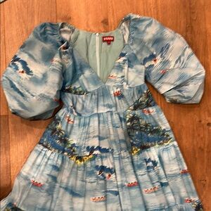 STAUD Tropical Blue Hawaiian Maxi Dress